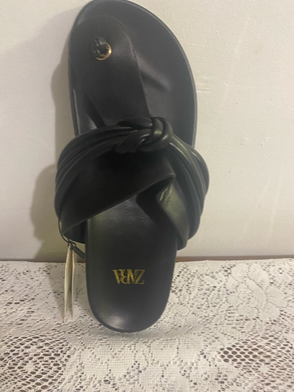 Zara Black Knotted Slide Sandals